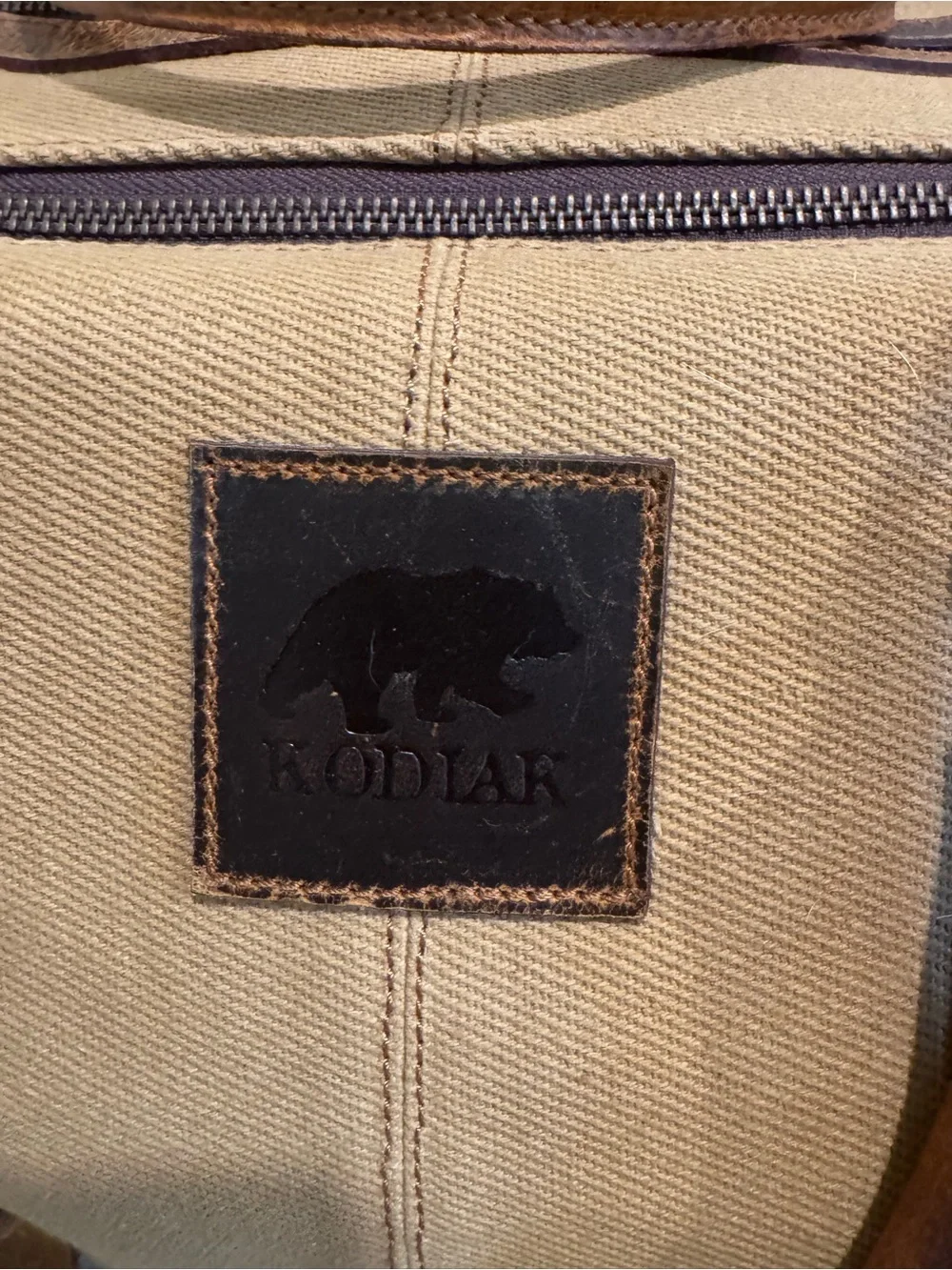 Kodiak Tan Canvas Duffel with Brown Leather Trim